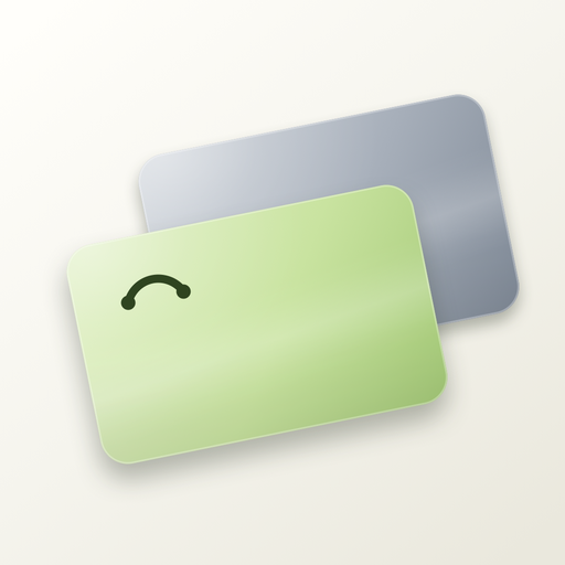 The PickCard app icon: two cards, a lime one in front.