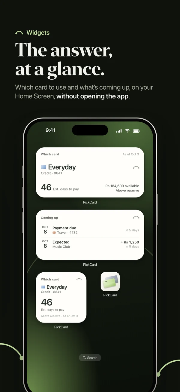 The answer at a glance: PickCard widgets on the Home Screen.